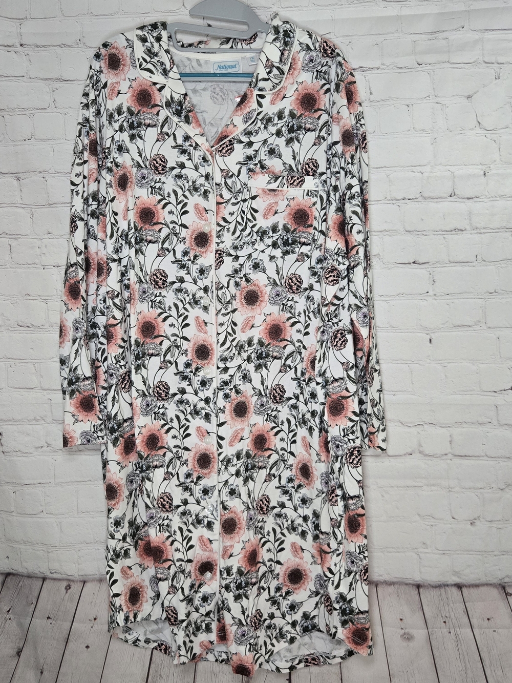 Cottage Floral 100% Jersey Grany‎ Nightgown Button Front Tradwife Sz 1x